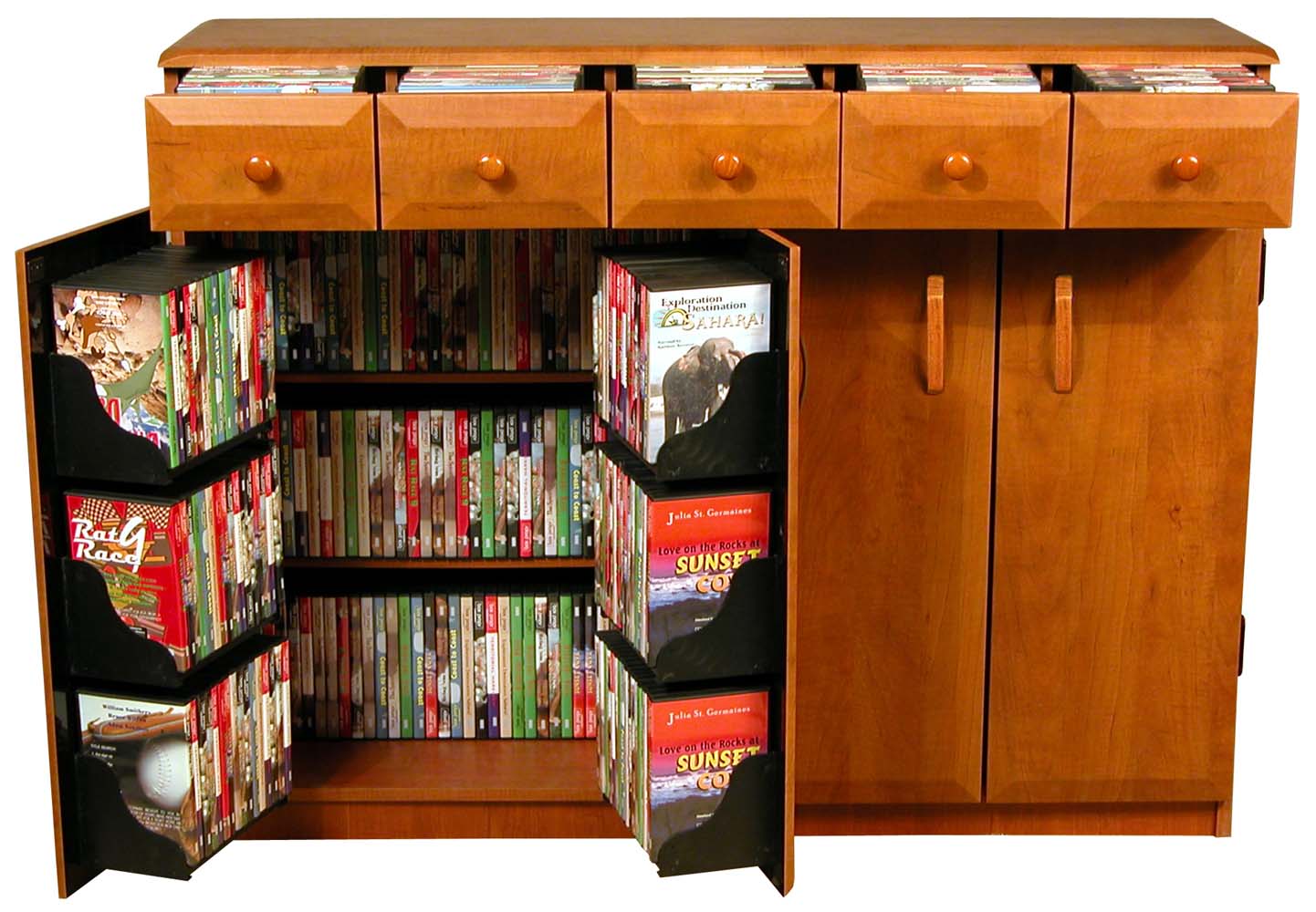 Cd Dvd Storage Cabinet Rack Tv Stand W Drawers New Ebay