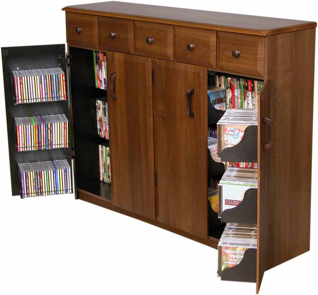 Cd Dvd Storage Cabinet Rack Tv Stand W Drawers New Ebay