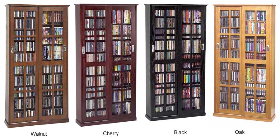 Sliding Glass Door 700 Cd 336 Dvd Storage Cabinet Dvd Cd Rack New